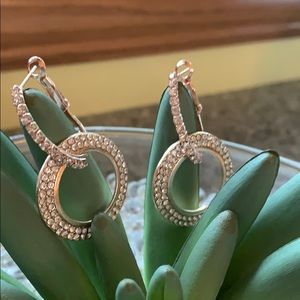 Two piece gold tone crystal earrings